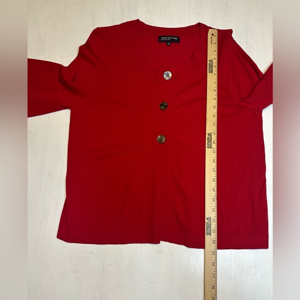 Jones New York Red Bell Sleeve Cardigan Sweater XL Button Front Knit - Picture 5 of 10